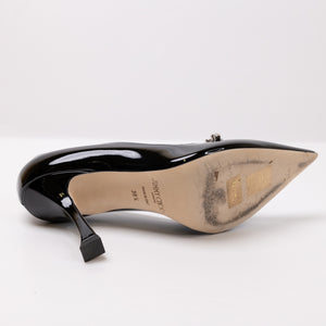 JIMMY CHOO BELINDA PUMP 90 PAT BLACK PATENT LEATHER SIZE 36.5