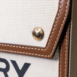 BURBERRY WORLD OF THE POCKET MEDIUM CANVAS WITH LEATHER GHW