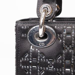 CHRISTIAN DIOR MINI LADY DIOR SATIN CRYSTAL BLACK SHW