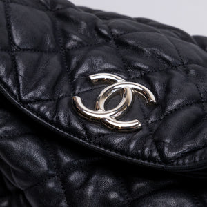 CHANEL CHAIN AROUND HOBO BAG BLACK LAMBSKIN SHW