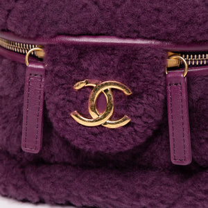 CHANEL TOP HANDLE SMALL VANITY CASE SHEARLING PURPLE GHW (MICROCHIP)