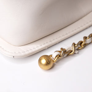 CHANEL 24C GOLD CRUSH MINI FLAP BAG WHITE CALFSKIN GHW