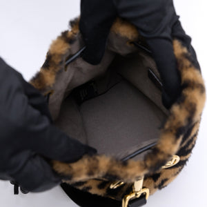 FENDI MINI MON TRESOR BUCKET BAG MULTICOLOUR SHEARLING / LEATHER GHW