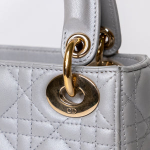 CHRISTIAN DIOR MINI LADY DIOR OPALINE GREY GHW
