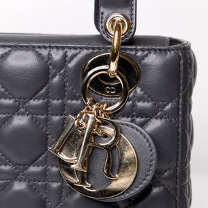 CHRISTIAN DIOR MY ABC DIOR SMALL LADY DIOR LAMBSKIN GREY GHW