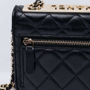 CHANEL MINI TRENDY CC WALLET ON CHAIN LAMBSKIN LEATHER BLACK LGHW