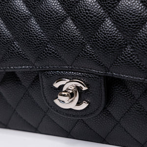 CHANEL CLASSIC FLAP MEDIUM BLACK CAVIAR LEATHER SHW