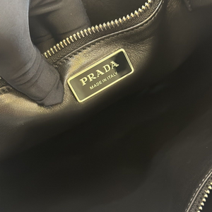 PRADA BLACK ANTIQUE NAPPA-LEATHER SMALL TOTE BAG