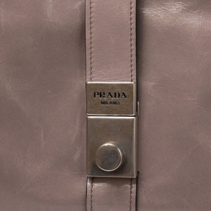 PRADA MEDIUM LEATHER TOTE BAG PEWTER CALFSKIN LEATHER SHW