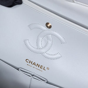 CHANEL SMALL CLASSIC DOUBLE FLAP LIGHT GREY LAMBSKIN LGHW