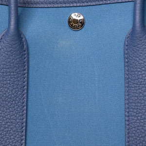 HERMES GARDEN PARTY 30 CANVAS / NEGONDA LEATHER BLUE AGATE SHW STAMP Z