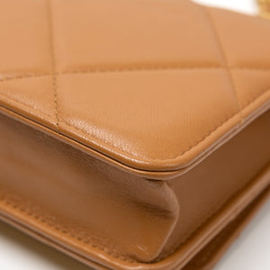 CHANEL 19 WALLET ON CHAIN LAMBSKIN CARAMEL MULTICOLOUR HARDWARE(MICROCHIP))