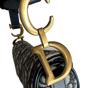 CHRISTIAN DIOR MINI SADDLE BLUE OBLIQUE GHW