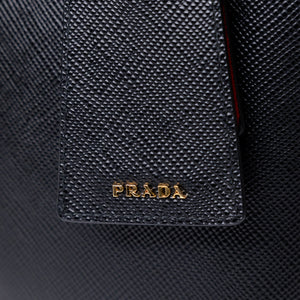 PRADA PANIER SMALL SAFFIANO LEATHER BAG BLACK GHW