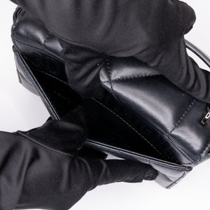 CHRISTIAN DIOR 30 MONTAIGNE CHAIN TOP HANDLE BAG LAMBSKIN LEATHER DARK SILVER HARDWARE