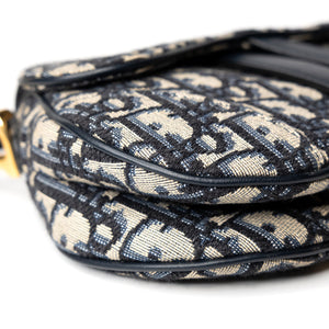CHRISTIAN DIOR MINI SADDLE BAG BLUE OBLIQUE GHW WITH STRAP