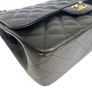 CHANEL CF JUMBO BLACK CAVIAR LEATHER GHW