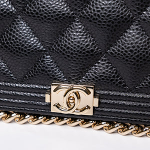 CHANEL BOY WALLET ON CHAIN CAVIAR BLACK GHW