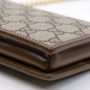 GUCCI HORSEBIT 1955 WALLET ON CHAIN GG SUPREME CANVAS BEIGE/DARK BROWN GHW