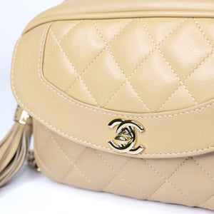 CHANEL CAMERA BAG WITH TASSEL BEIGE SHW