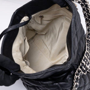 CHANEL CHAIN AROUND HOBO BAG BLACK LAMBSKIN SHW