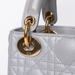 CHRISTIAN DIOR MINI LADY DIOR OPALINE GREY GHW
