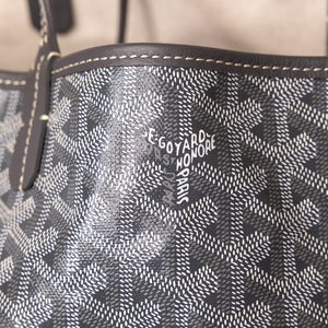 GOYARD SAINT LOUIS PM TOTE GOYARDINE CANVAS / CALFSKIN GREY SHW