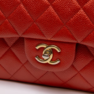 CHANEL JUMBO CLASSIC DOUBLE FLAP RED CAVIAR LEATHER GHW