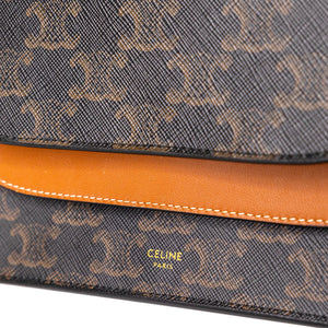 CELINE DOUBLE FLAP TRIOMPHE CANVAS WALLET ON STRAP