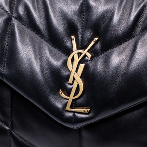 SAINT LAURENT PUFFER BAG MEDIUM BLACK NAPPA LEATHER GHW