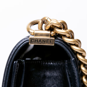 CHANEL LE BOY MEDIUM LAMB SKIN BLACK GHW