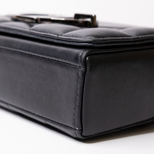 CHRISTIAN DIOR 30 MONTAIGNE CHAIN TOP HANDLE BAG LAMBSKIN LEATHER DARK SILVER HARDWARE