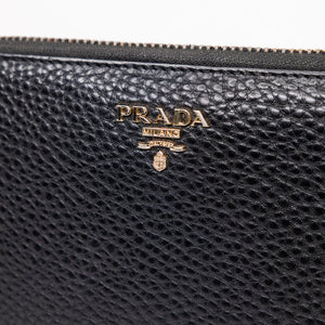 PRADA ZIP AROUND WALLET IN BLACK GHW