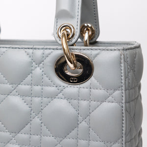 CHRISTIAN DIOR MY ABC DIOR SMALL LADY DIOR LAMBSKIN GRAY STONE GHW