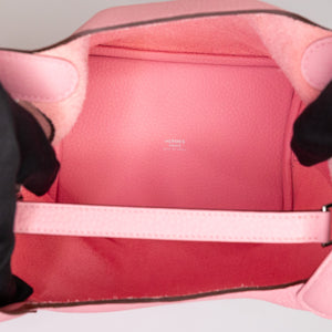 HERMES PICOTIN 18 LOCK BAG CLEMENCE 3Q ROSE SAKURA STAMP W SHW