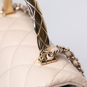 CHANEL 25S MINI COCO CRUSH HANDLE BAG CAVIAR BEIGE LGHW(MICROCHIP)