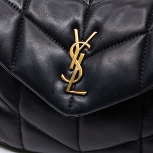 SAINT LAURENT PUFFER BAG TOY BLACK NAPPA LEATHER GHW