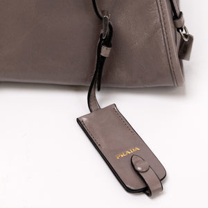 PRADA MEDIUM LEATHER TOTE BAG PEWTER CALFSKIN LEATHER SHW