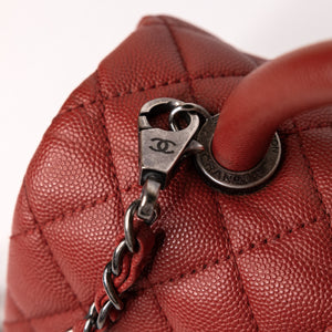 CHANEL MEDIUM COCO HANDLE FLAP BAG RED CAVIAR LEATHER SHW