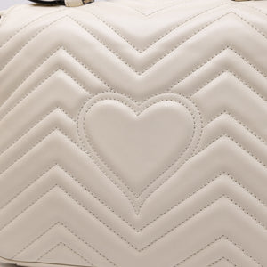 GUCCI GG MARMONT TOP HANDLE BAG LEATHER WHITE GHW