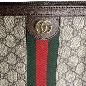 GUCCI BEIGE GG SUPREME CANVAS MEDIUM OPHIDIA TOTE BAG