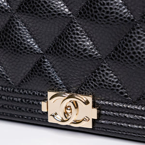 CHANEL BOY WALLET ON CHAIN CAVIAR BLACK GHW