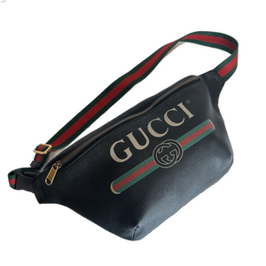 GUCCI SHERRY LINE LEATHER WAIST BAG BLACK