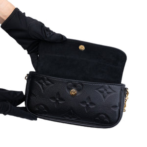 LOUIS VUITTON IVY WALLET ON CHAIN MONOGRAM EMPREINTE LEATHER BLACK GHW