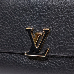 LOUIS VUITTON CAPUCINES COMPACT WALLET BLACK LEATHER GHW