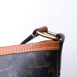 CELINE MEDIUM BUCKET IN TRIOMPHE CANVAS AND CALF SKIN BAG