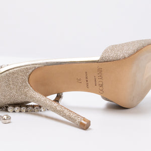 JIMMY CHOO SAEDA 100 PLATINUM ICE/CRYSTAL SIZE 37