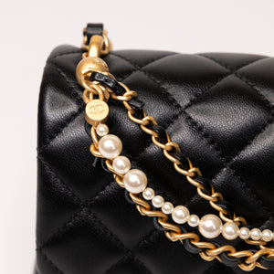 CHANEL 25B PEARL HANDLE MINI SQUARE LAMBSKIN LEATHER GHW (MICROCHIP)