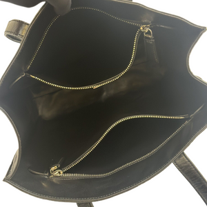 PRADA BLACK ANTIQUE NAPPA-LEATHER SMALL TOTE BAG