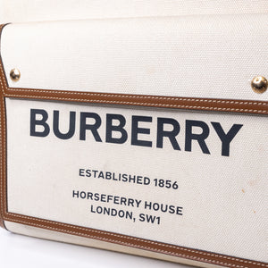 BURBERRY WORLD OF THE POCKET MEDIUM CANVAS WITH LEATHER GHW